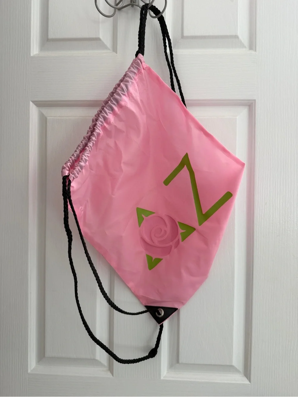 Attn New Delta Zetas!Jute Tote Bag with Brown Leather Handles and White Monogram
